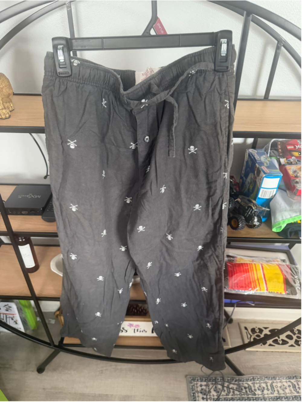 Men's Merona Skull Print Pajama Pants Black White Size M
